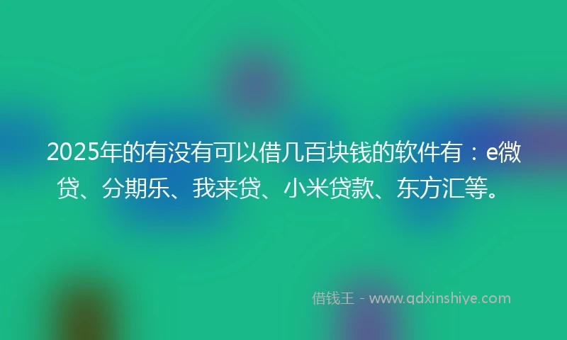 2025年的有没有可以借几百块钱的软件有：e微贷、分期乐、我来贷、小米贷款、东方汇等。