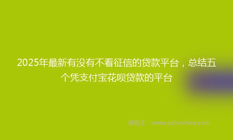 2025年最新有没有不看征信的贷款平台，总结五个凭支付宝花呗贷款的平台