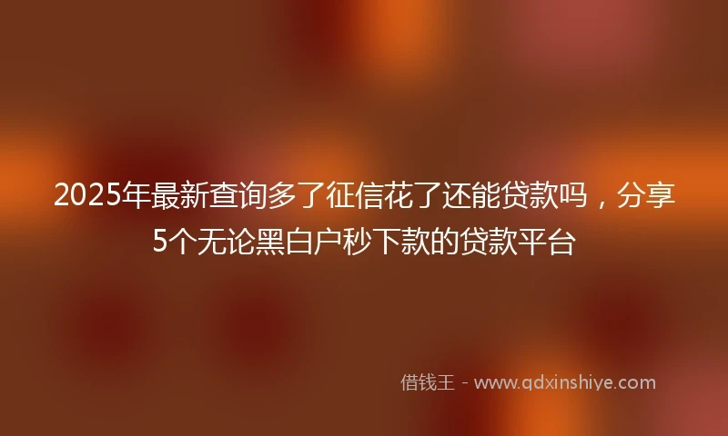 2025年最新查询多了征信花了还能贷款吗，分享5个无论黑白户秒下款的贷款平台