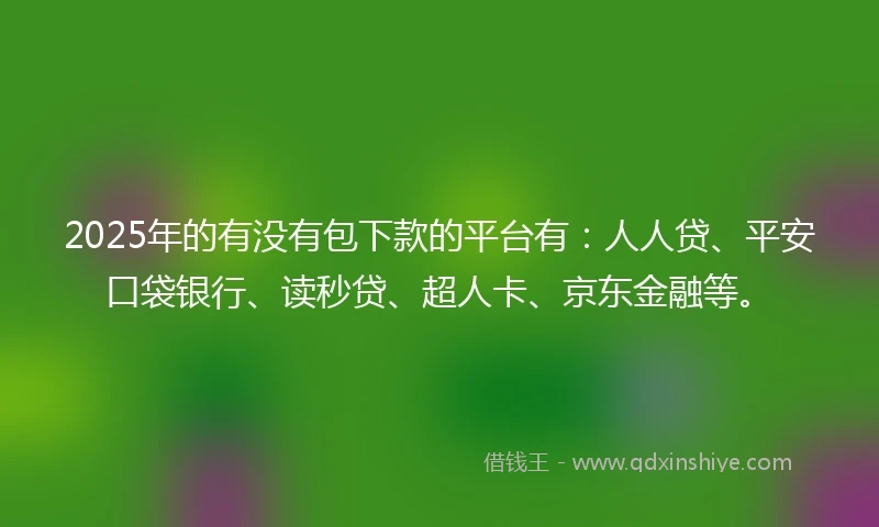 2025年的有没有包下款的平台有：人人贷、平安口袋银行、读秒贷、超人卡、京东金融等。