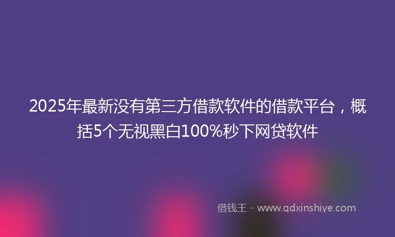 2025年最新没有第三方借款软件的借款平台，概括5个无视黑白100%秒下网贷软件