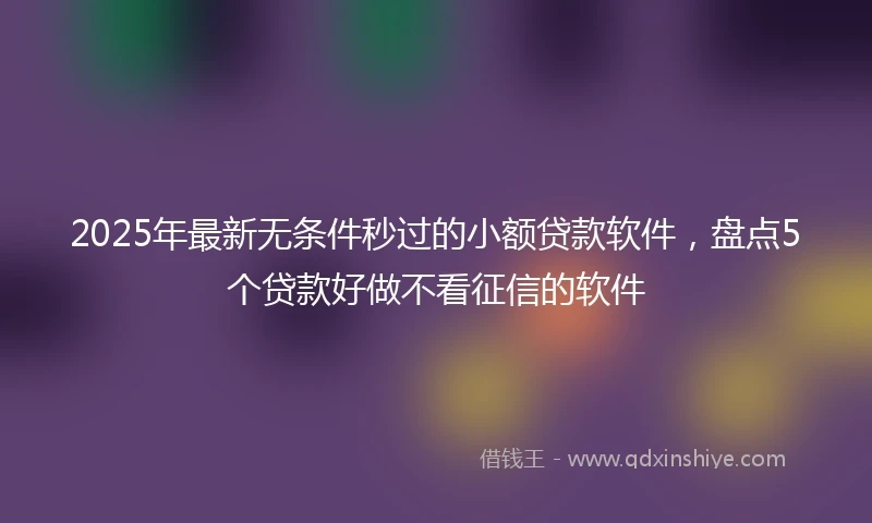 2025年最新无条件秒过的小额贷款软件，盘点5个贷款好做不看征信的软件
