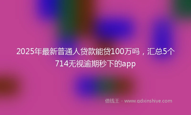 2025年最新普通人贷款能贷100万吗，汇总5个714无视逾期秒下的app