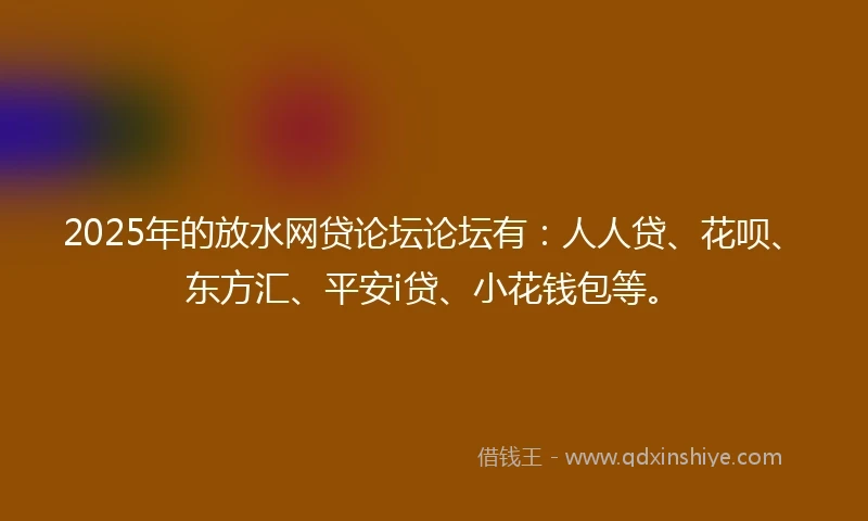 2025年的放水网贷论坛论坛有：人人贷、花呗、东方汇、平安i贷、小花钱包等。