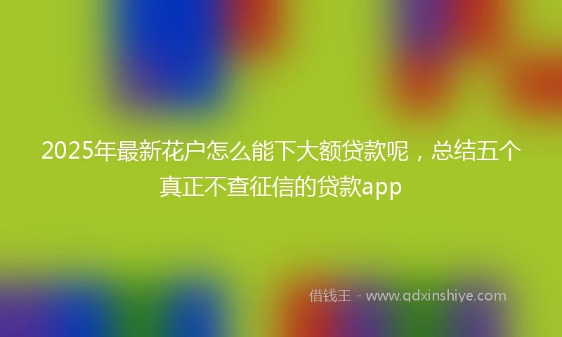 2025年最新花户怎么能下大额贷款呢，总结五个真正不查征信的贷款app