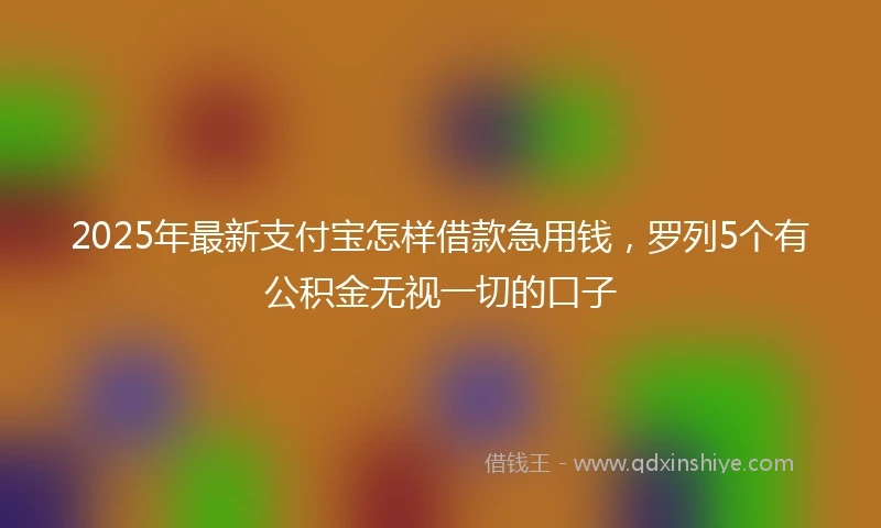 2025年最新支付宝怎样借款急用钱，罗列5个有公积金无视一切的口子