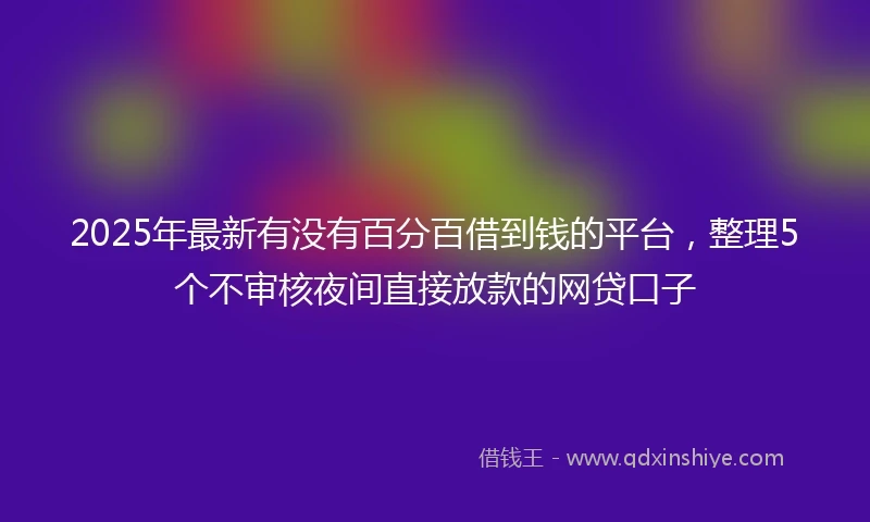 2025年最新有没有百分百借到钱的平台，整理5个不审核夜间直接放款的网贷口子