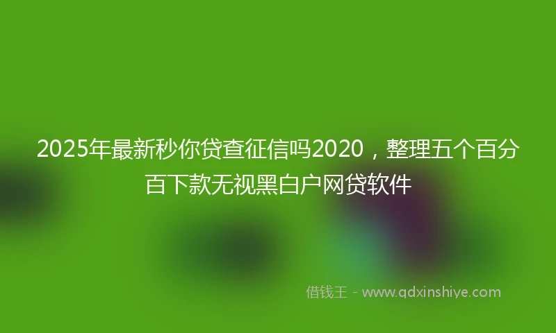 2025年最新秒你贷查征信吗2020，整理五个百分百下款无视黑白户网贷软件
