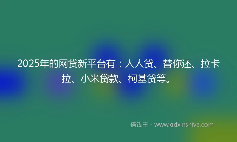 2025年的网贷新平台有：人人贷、替你还、拉卡拉、小米贷款、柯基贷等。
