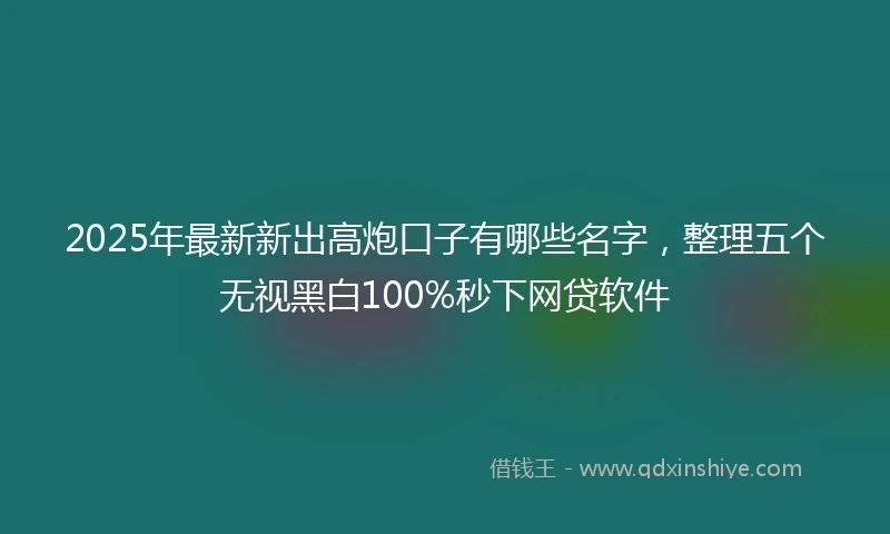 2025年最新新出高炮口子有哪些名字，整理五个无视黑白100%秒下网贷软件