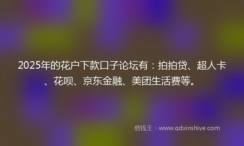 2025年的花户下款口子论坛有：拍拍贷、超人卡、花呗、京东金融、美团生活费等。