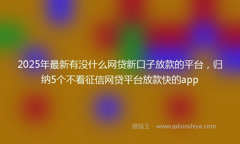 2025年最新有没什么网贷新口子放款的平台,归纳5个不看征信网贷平台放款快的app