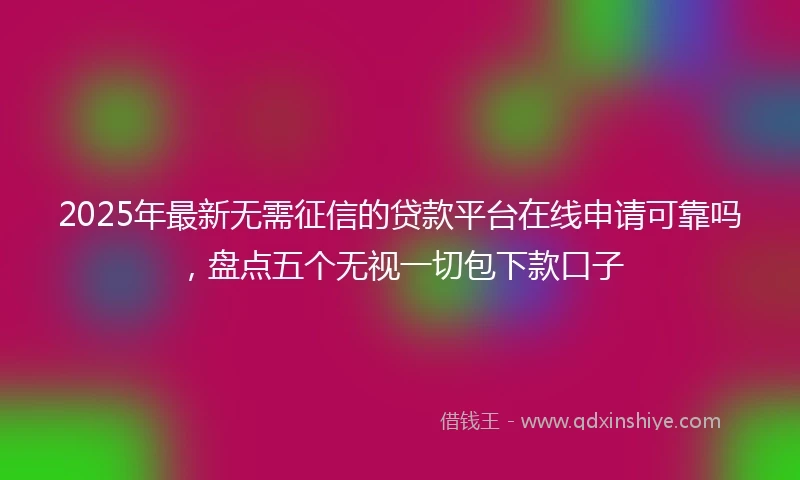 2025年最新无需征信的贷款平台在线申请可靠吗，盘点五个无视一切包下款口子