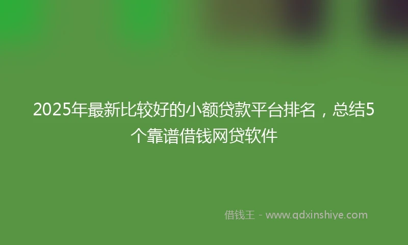 2025年最新比较好的小额贷款平台排名，总结5个靠谱借钱网贷软件