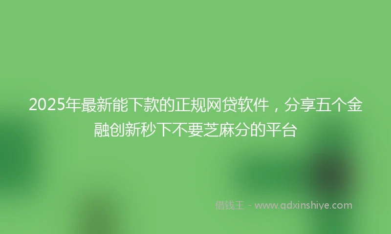 2025年最新能下款的正规网贷软件，分享五个金融创新秒下不要芝麻分的平台