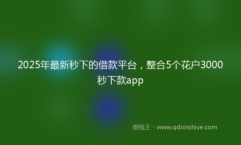 2025年最新秒下的借款平台，整合5个花户3000秒下款app