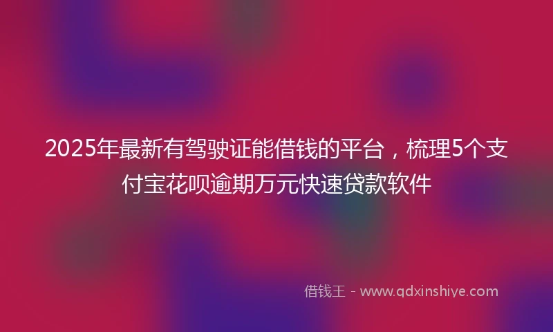 2025年最新有驾驶证能借钱的平台，梳理5个支付宝花呗逾期万元快速贷款软件
