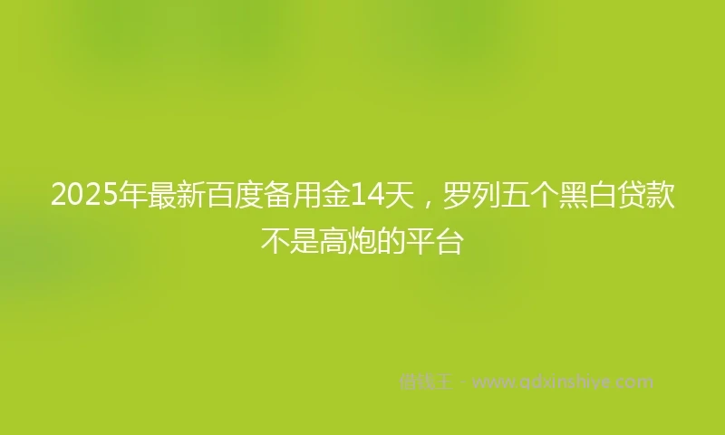 2025年最新百度备用金14天，罗列五个黑白贷款不是高炮的平台