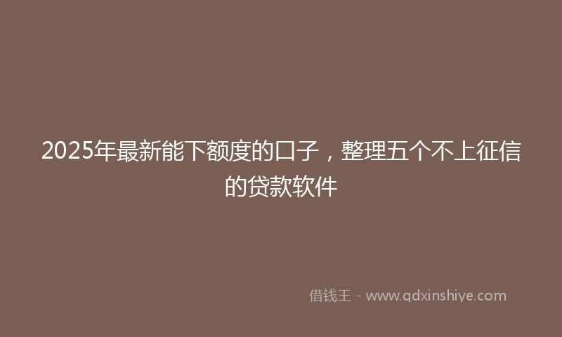 2025年最新能下额度的口子，整理五个不上征信的贷款软件