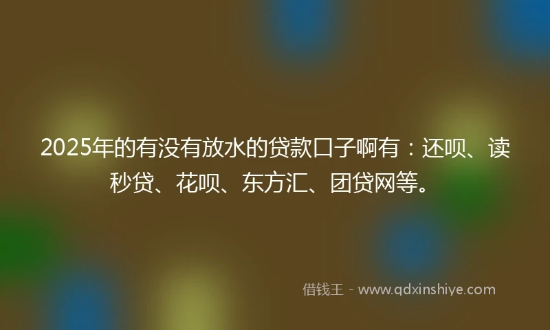2025年的有没有放水的贷款口子啊有：还呗、读秒贷、花呗、东方汇、团贷网等。