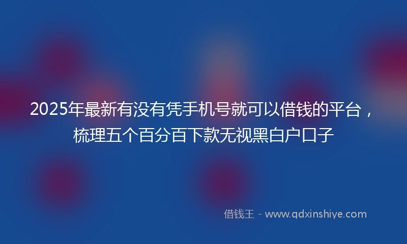 2025年最新有没有凭手机号就可以借钱的平台，梳理五个百分百下款无视黑白户口子