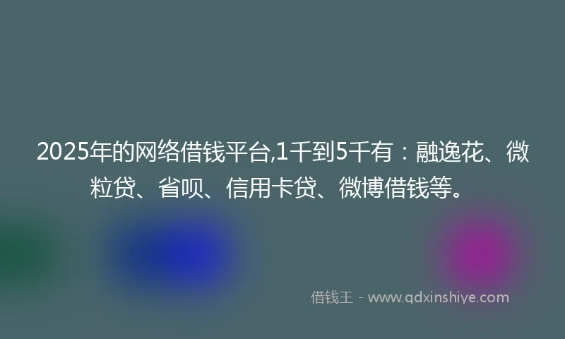 2025年的网络借钱平台,1千到5千有：融逸花、微粒贷、省呗、信用卡贷、微博借钱等。