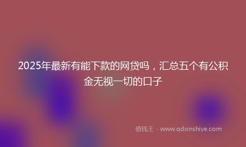 2025年最新有能下款的网贷吗，汇总五个有公积金无视一切的口子