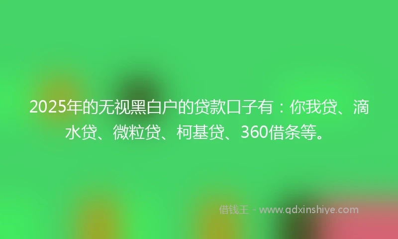 2025年的无视黑白户的贷款口子有：你我贷、滴水贷、微粒贷、柯基贷、360借条等。