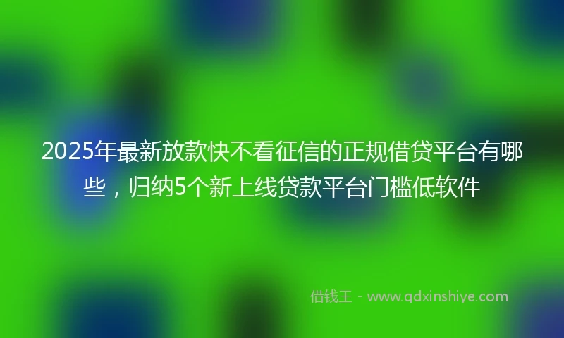 2025年最新放款快不看征信的正规借贷平台有哪些，归纳5个新上线贷款平台门槛低软件