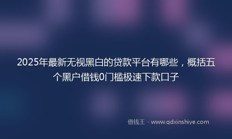 2025年最新无视黑白的贷款平台有哪些，概括五个黑户借钱0门槛极速下款口子