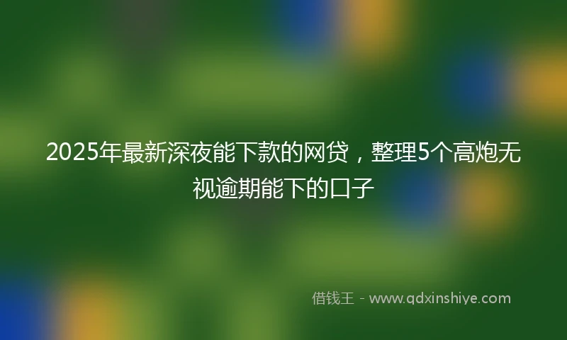 2025年最新深夜能下款的网贷，整理5个高炮无视逾期能下的口子