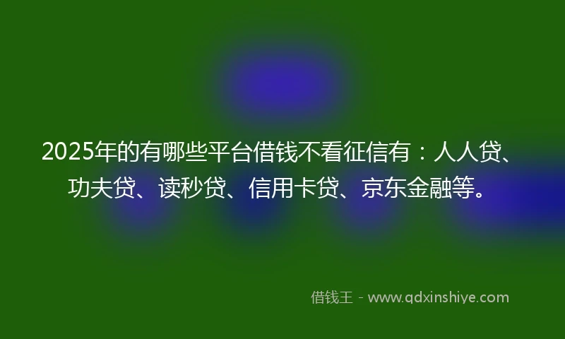 2025年的有哪些平台借钱不看征信有：人人贷、功夫贷、读秒贷、信用卡贷、京东金融等。