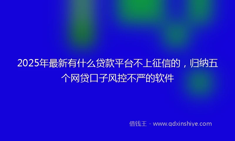 2025年最新有什么贷款平台不上征信的，归纳五个网贷口子风控不严的软件