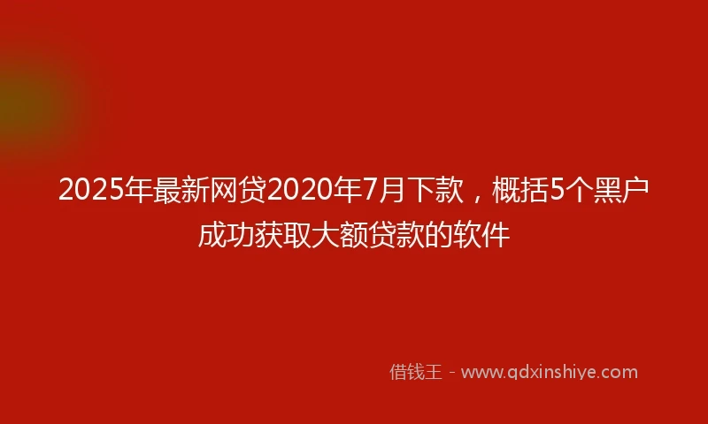 2025年最新网贷2020年7月下款，概括5个黑户成功获取大额贷款的软件