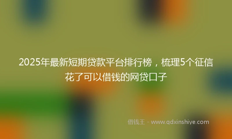 2025年最新短期贷款平台排行榜，梳理5个征信花了可以借钱的网贷口子