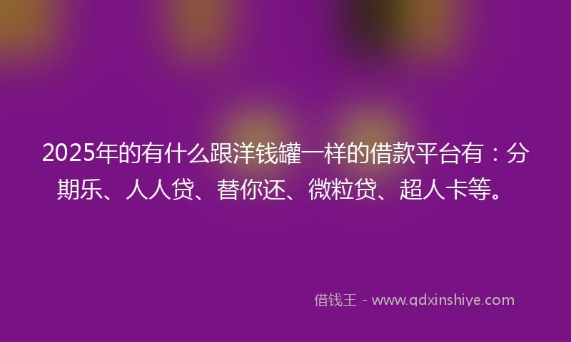 2025年的有什么跟洋钱罐一样的借款平台有：分期乐、人人贷、替你还、微粒贷、超人卡等。