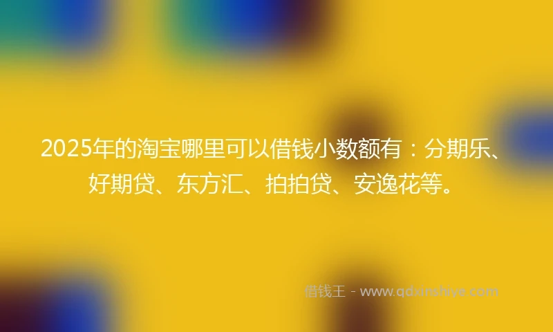 2025年的淘宝哪里可以借钱小数额有：分期乐、好期贷、东方汇、拍拍贷、安逸花等。