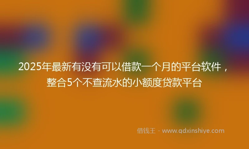 2025年最新有没有可以借款一个月的平台软件，整合5个不查流水的小额度贷款平台