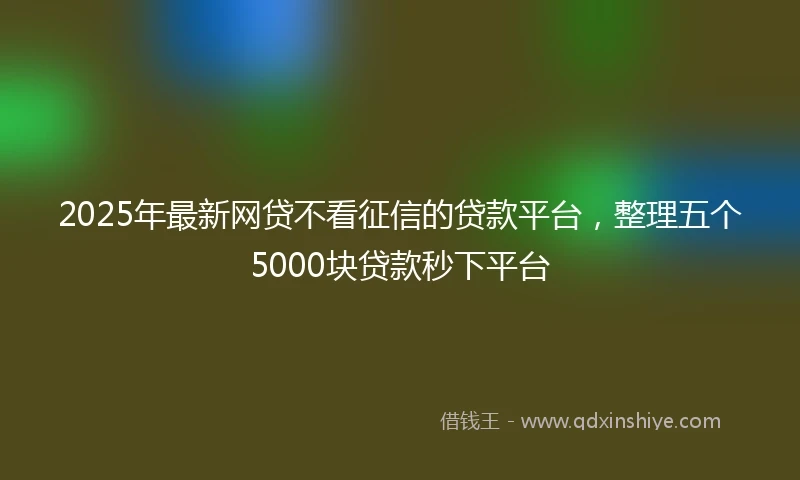 2025年最新网贷不看征信的贷款平台，整理五个5000块贷款秒下平台