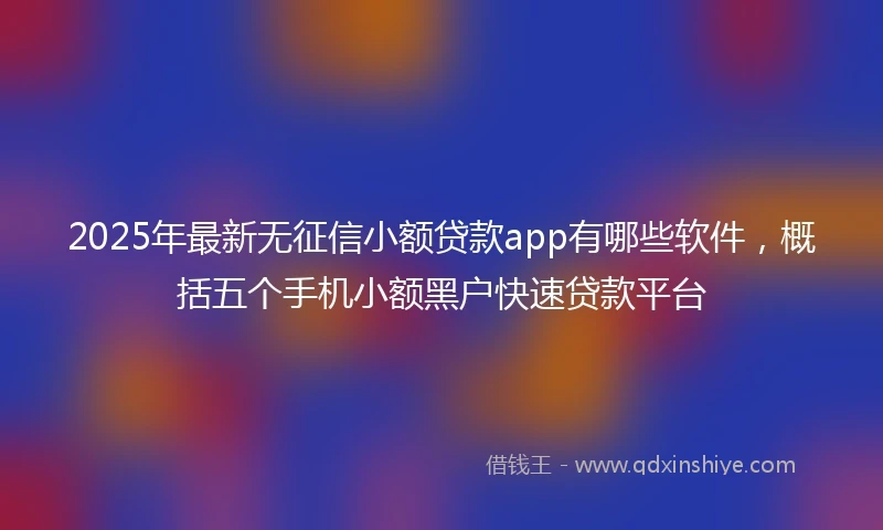 2025年最新无征信小额贷款app有哪些软件，概括五个手机小额黑户快速贷款平台