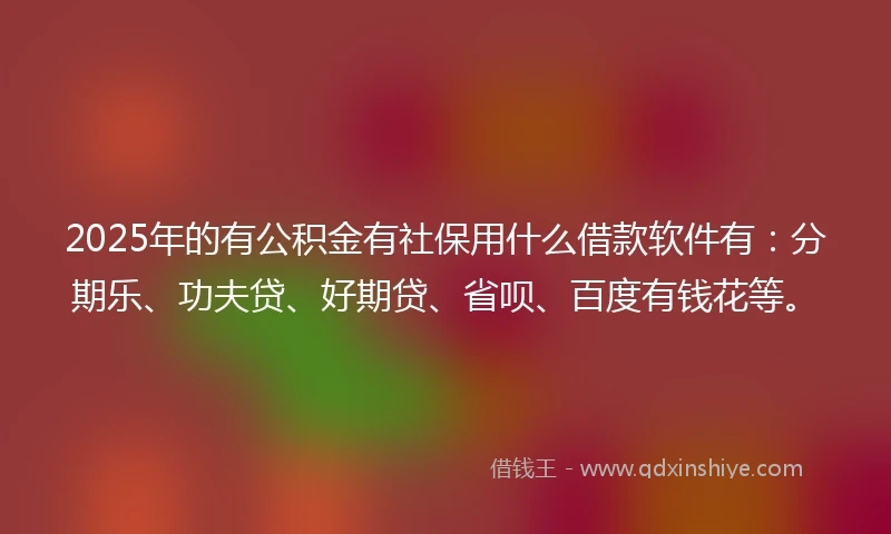 2025年的有公积金有社保用什么借款软件有：分期乐、功夫贷、好期贷、省呗、百度有钱花等。