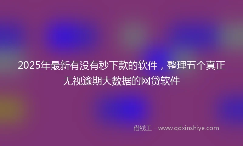 2025年最新有没有秒下款的软件，整理五个真正无视逾期大数据的网贷软件