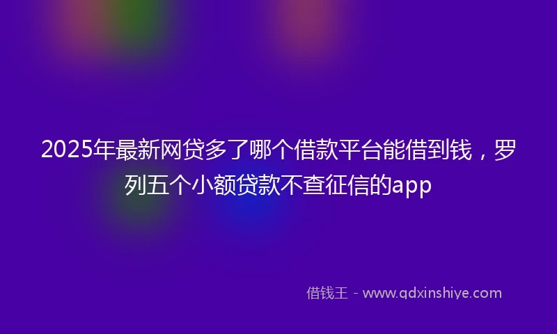 2025年最新网贷多了哪个借款平台能借到钱，罗列五个小额贷款不查征信的app