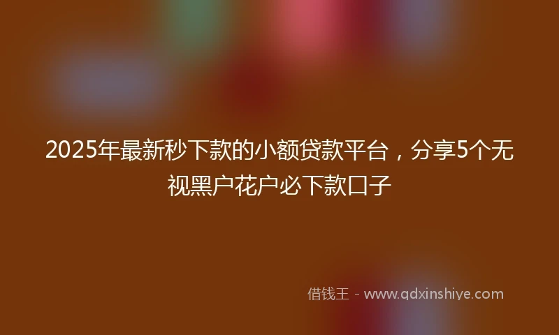 2025年最新秒下款的小额贷款平台，分享5个无视黑户花户必下款口子