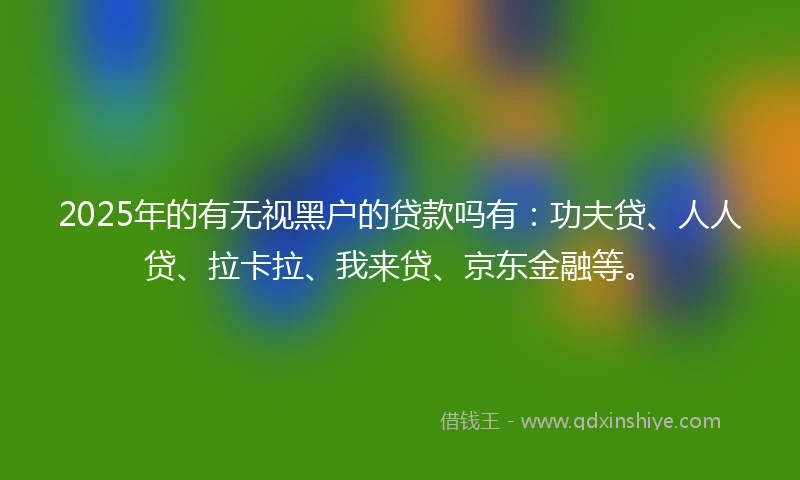 2025年的有无视黑户的贷款吗有：功夫贷、人人贷、拉卡拉、我来贷、京东金融等。
