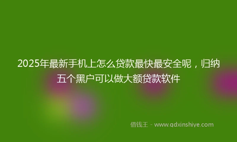 2025年最新手机上怎么贷款最快最安全呢，归纳五个黑户可以做大额贷款软件