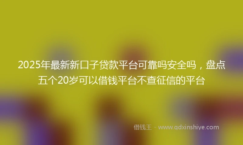 2025年最新新口子贷款平台可靠吗安全吗，盘点五个20岁可以借钱平台不查征信的平台