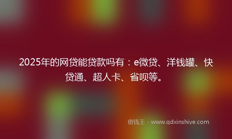 2025年的网贷能贷款吗有：e微贷、洋钱罐、快贷通、超人卡、省呗等。