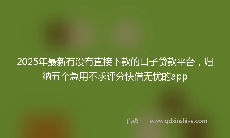 2025年最新有没有直接下款的口子贷款平台，归纳五个急用不求评分快借无忧的app