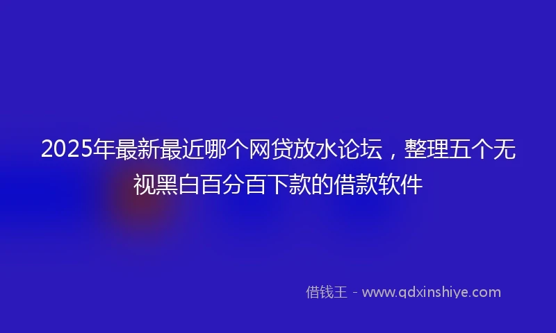 2025年最新最近哪个网贷放水论坛,整理五个无视黑白百分百下款的借款软件